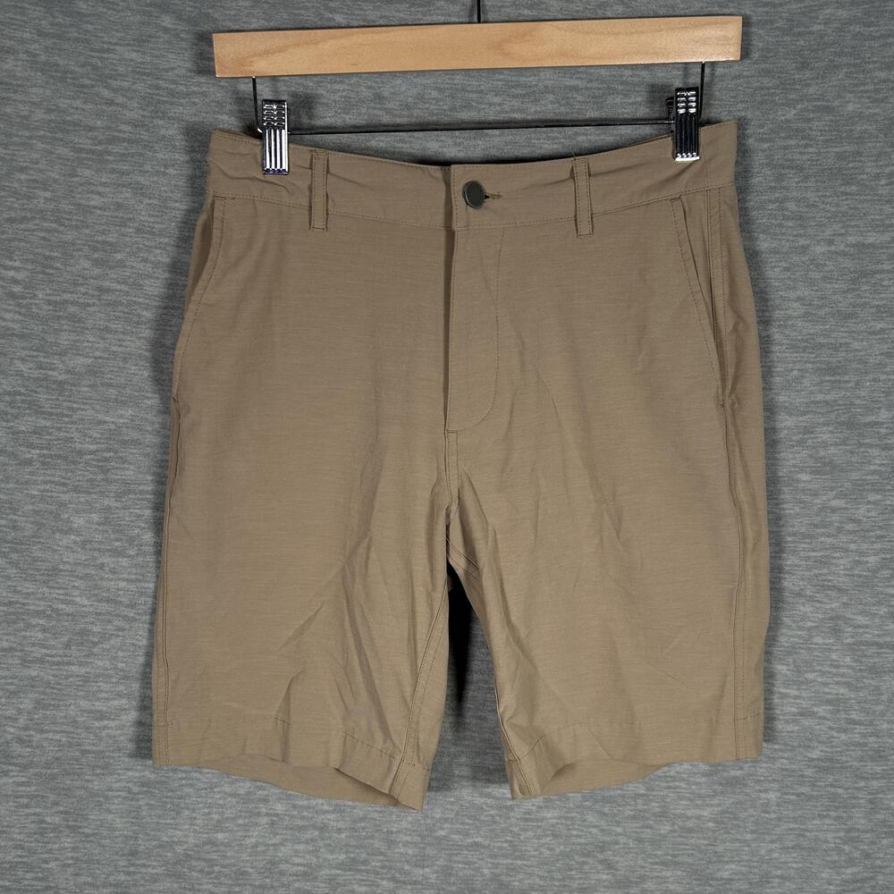 Faherty All Day Shorts Men 28 Beige Chino 9”Stretch Drawstring Zip Pocket Casual